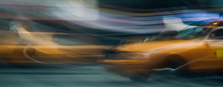 Blurry New York taxi.