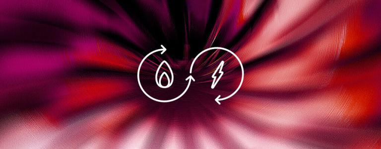 Combined heat and power icon in centre of image.