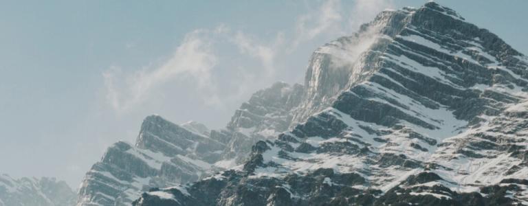 Misty mountain peak.