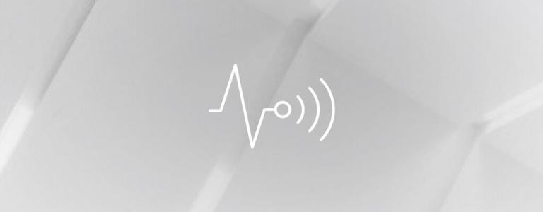 Glass celling with a white insights icon in the centre