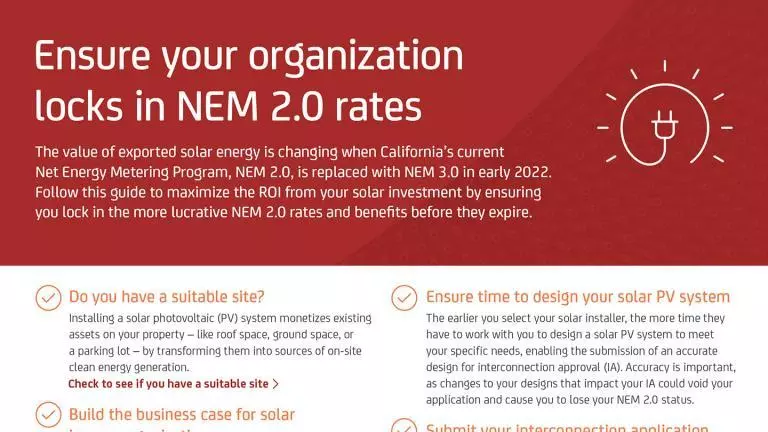 Ensure your organization locks in NEM 2.0 rates
